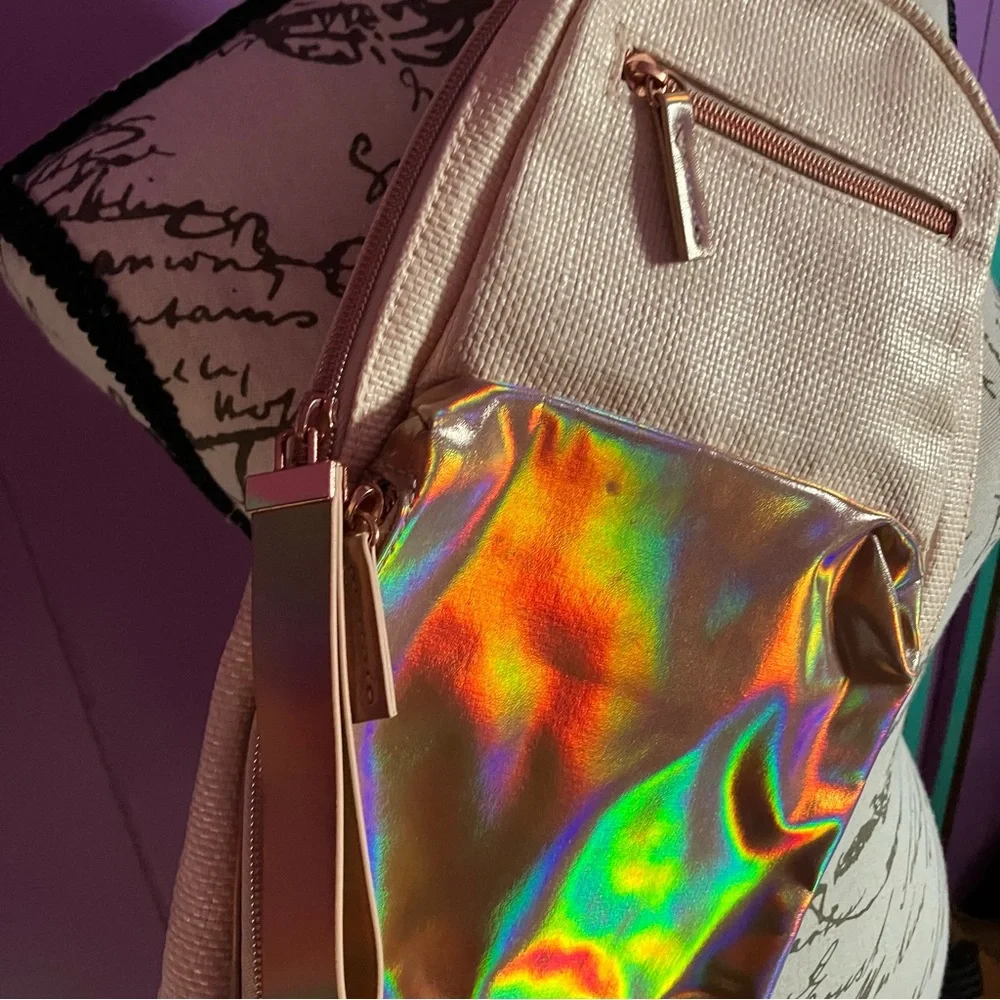 Stylish Holographic and Cream Women's Bag